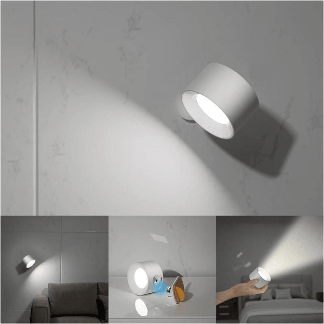 Hjemix | 360° trådløs oppladbar vegglampe | Allsidig LED-belysningsløsning
