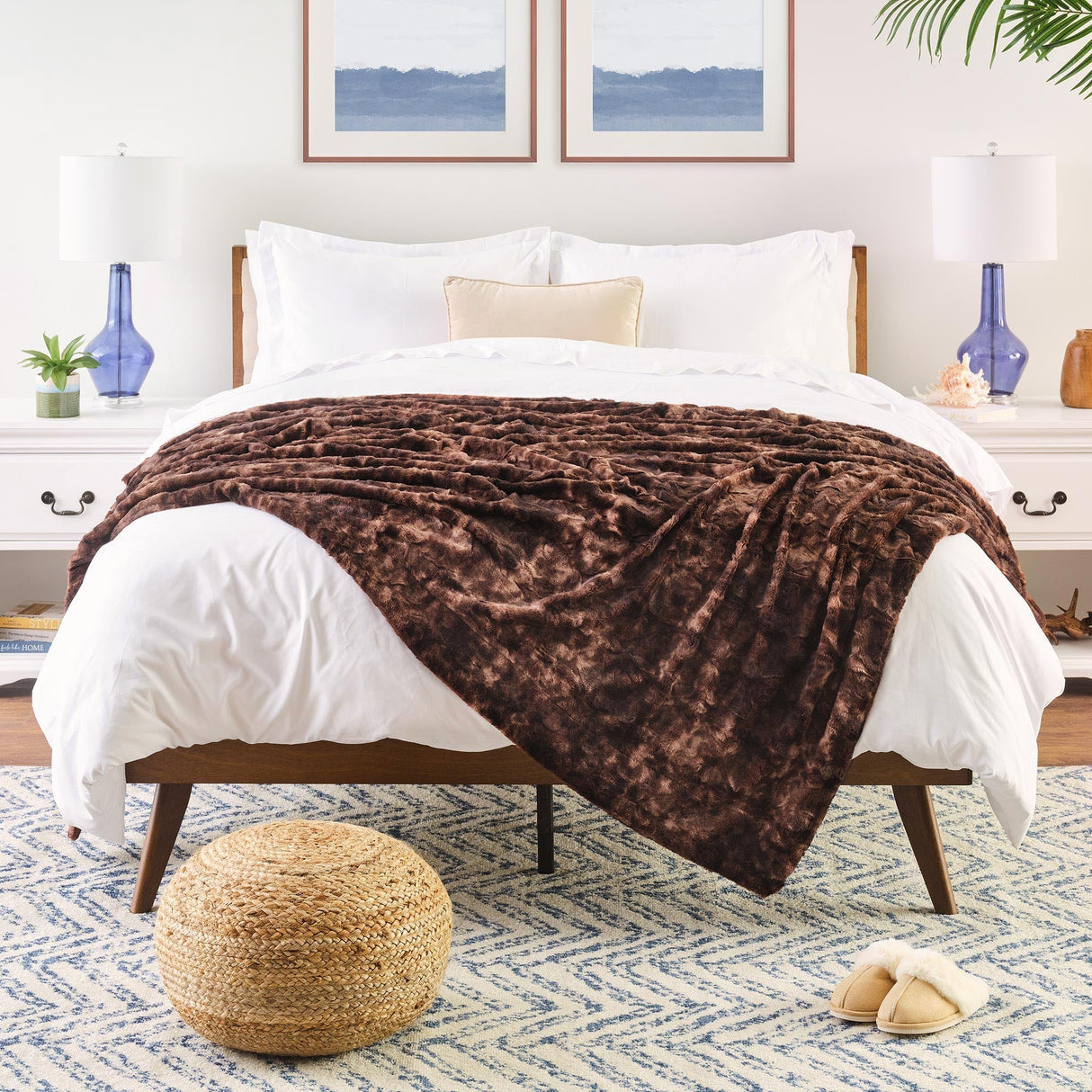 Hjemix | Dobbeltsidig oversized ulv faux fur kastepledd