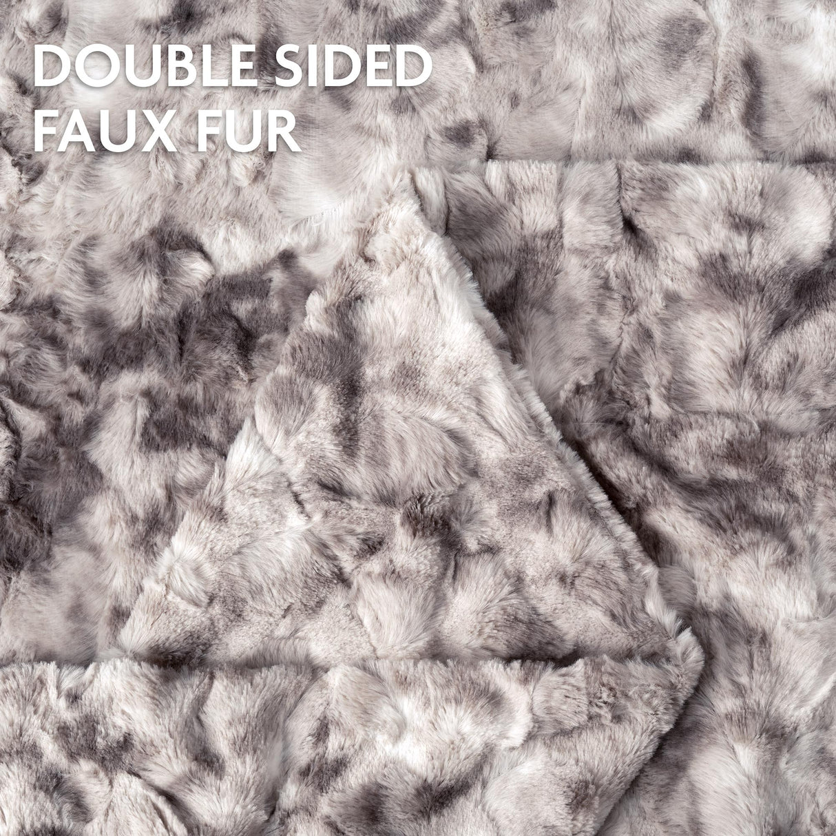 Hjemix | Dobbeltsidig oversized ulv faux fur kastepledd