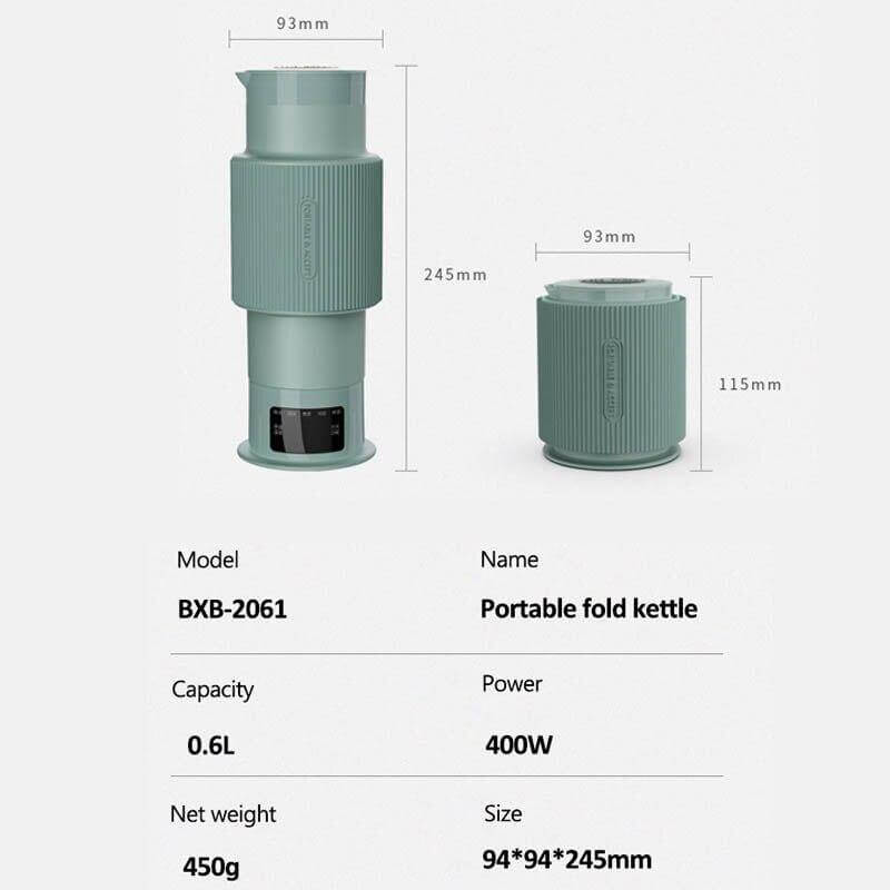 Hjemix | CompactKettle | Elegant elektrisk sammenleggbar vannkoker | Plassbesparende og elegant