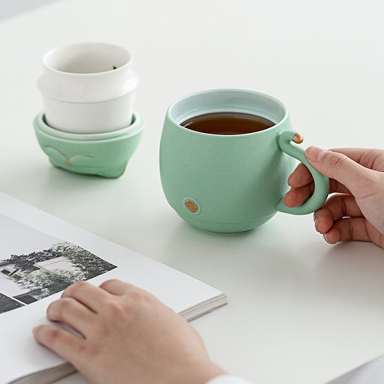 Hjemix | Søt kattekopp laget av keramikk med sil