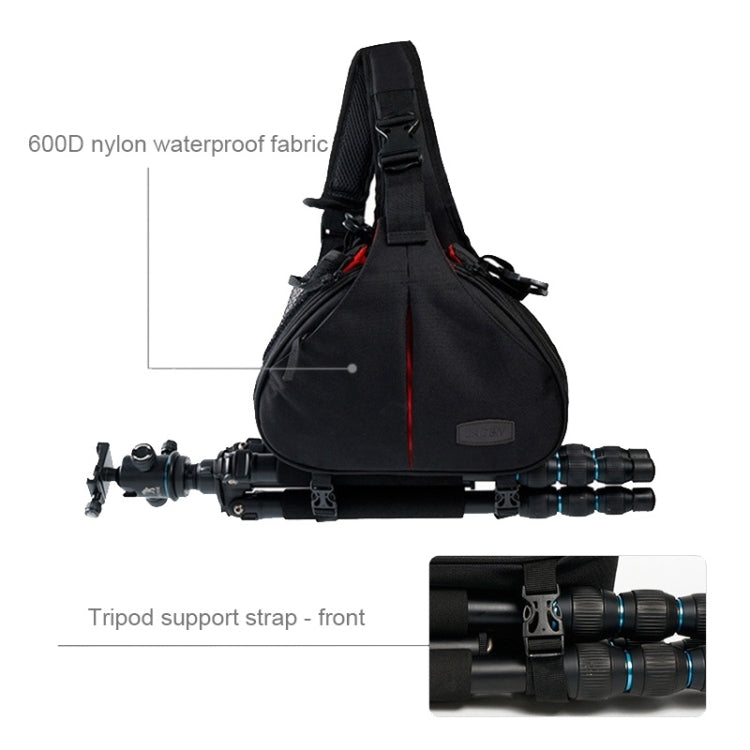 Hjemix | CADEN Triangle Tscope Sling Shoulder Cross Digital Camera Bags Case Soft Bag with Rain Cover for Canon Nikon Sony K1, Størrelse: 36*31*15cm (Hærgrønn)