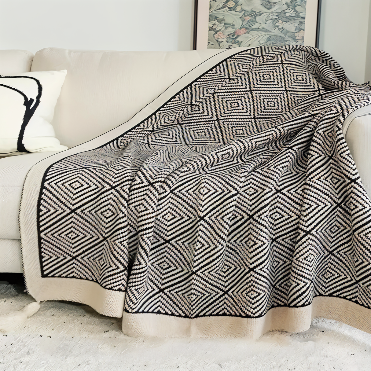 Hjemix | DecoDiamond Plaid Blanket – Koselig eleganse med geometrisk sjarm