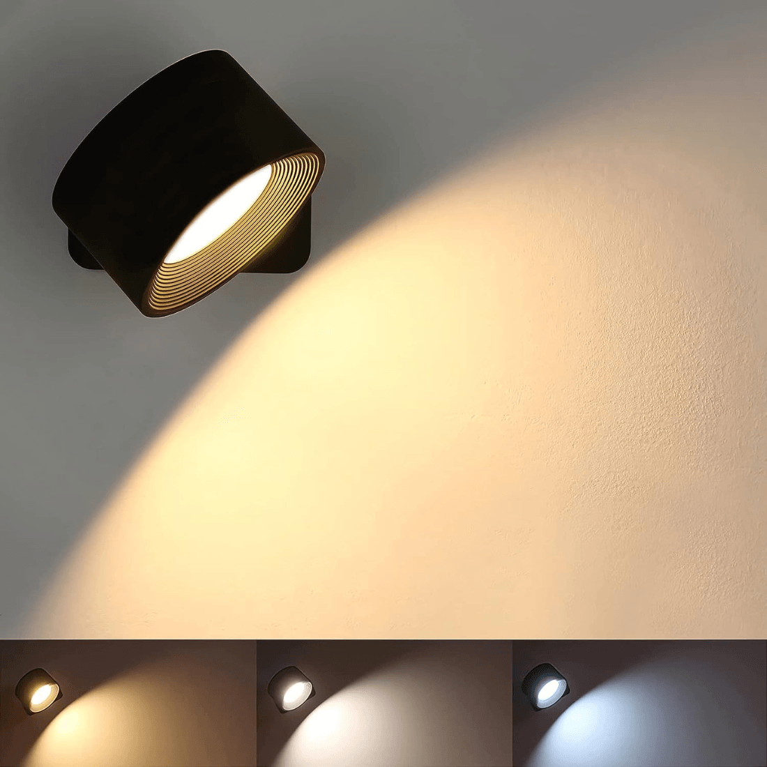Hjemix | 360° trådløs oppladbar vegglampe | Allsidig LED-belysningsløsning