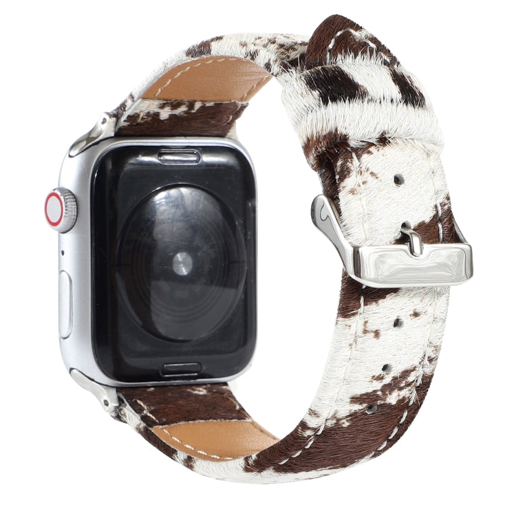 Hjemix | Frerndorf | Hestehår Fluffy Leopardmønster Lærreim for Apple Watch Series 9&8&7 41mm / SE 3&SE 2&6&SE&5&4 40mm / 3&2&1 38mm(1)
