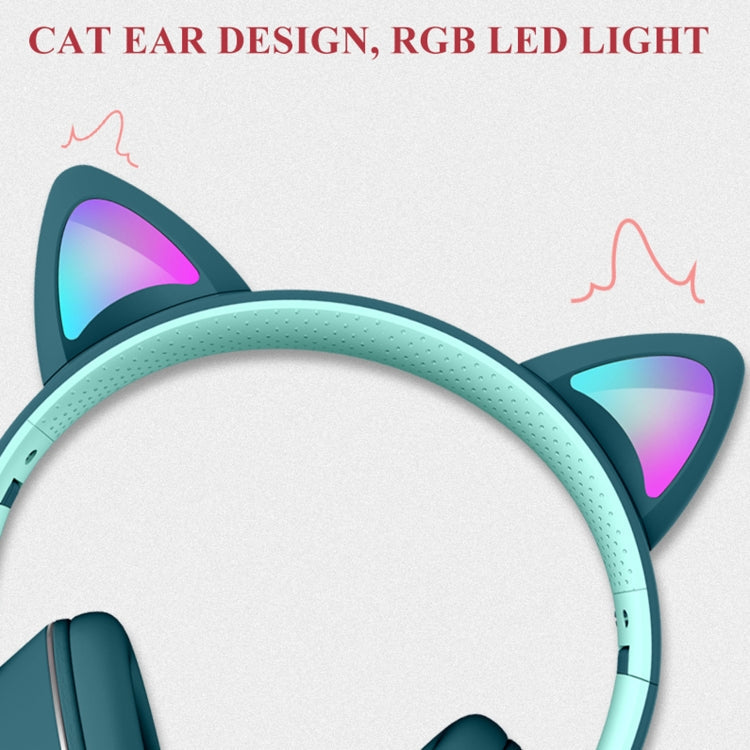 Hjemix | AKZ-022 USB + 3.5mm Port Katøre Design Sammenleggbar LED Hodesett med Mikrofon (Svart)