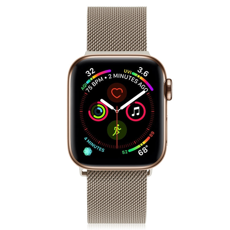 Hjemix | Frerndorf | Milanese rustfritt stål klokkerem for Apple Watch Series 9&8&7 41 mm / SE 3&SE 2&6&SE&5&4 40 mm / 3&2&1 38 mm (Vintage Gold)