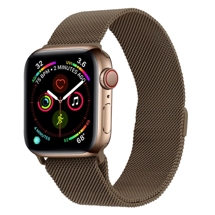 Hjemix | Frerndorf | Milanese rustfritt stål klokkerem for Apple Watch Series 9&8&7 41mm / SE 3&SE 2&6&SE&5&4 40mm / 3&2&1 38mm (Brun)