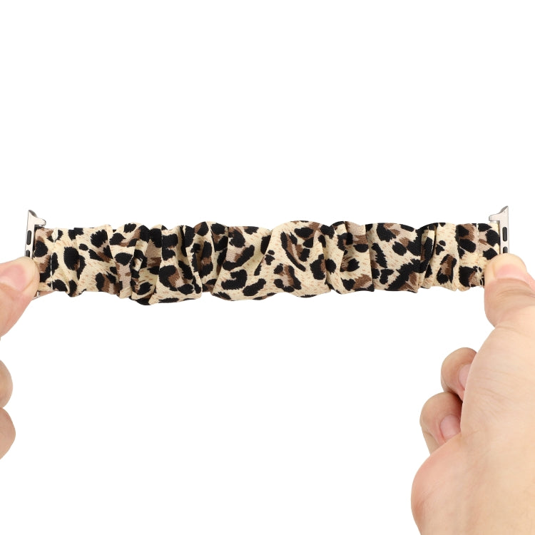 Hjemix | For Apple Watch Series 9&8&7 41mm / SE 3&SE 2&6&SE&5&4 40mm / 3&2&1 38mm Stoff + Rustfritt Stål Hår Ring Klokke Band (Leopardmønster)