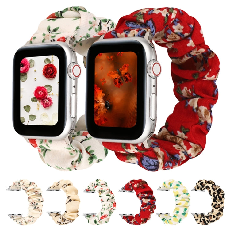 Hjemix | For Apple Watch Series 9&8&7 41mm / SE 3&SE 2&6&SE&5&4 40mm / 3&2&1 38mm Stoff + Rustfritt Stål Hår Ring Klokke Band (Leopardmønster)