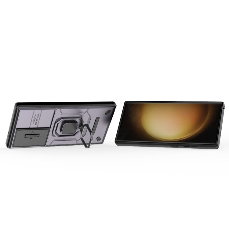 Hjemix | For Samsung Galaxy S24 Ultra 5G Sliding Camshield TPU + PC Støtsikker Telefonveske med Stativ (Lilla)