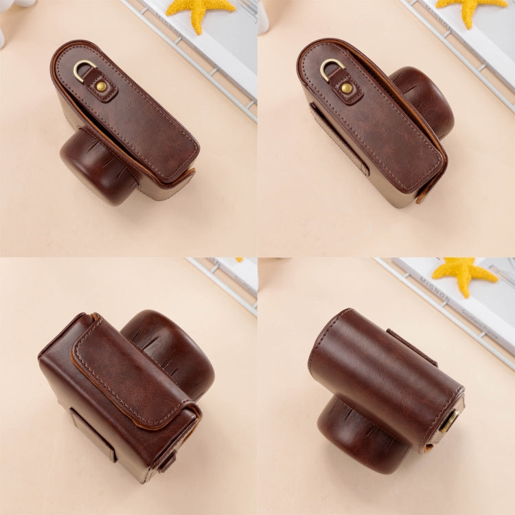 Hjemix | For FUJIFILM X100VI Heldekkende Lær Kamera Veske med Rem (Kaffe)