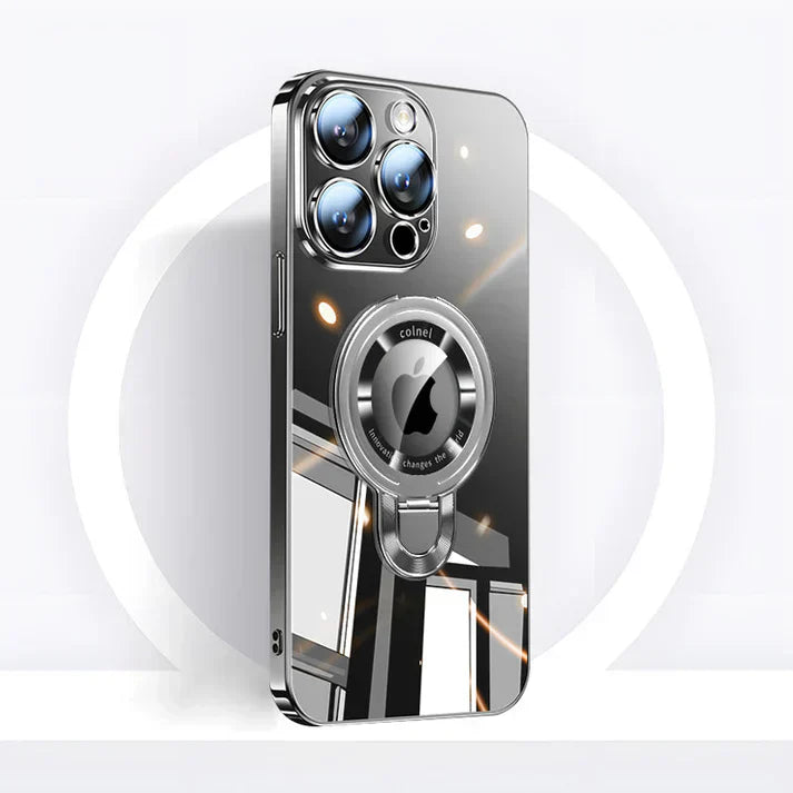 Hjemix | iPhone MagSafe-serien | Transparent elektroplaterte roterende stasjonær telefonveske