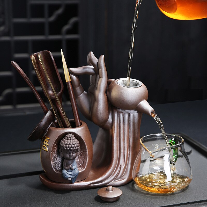 Hjemix | Ebony Te Seremoni Tilbehør Seks Herrer Sett Lilla Tone Te Sett Te Skap Filter Liten Munk Dekorasjon