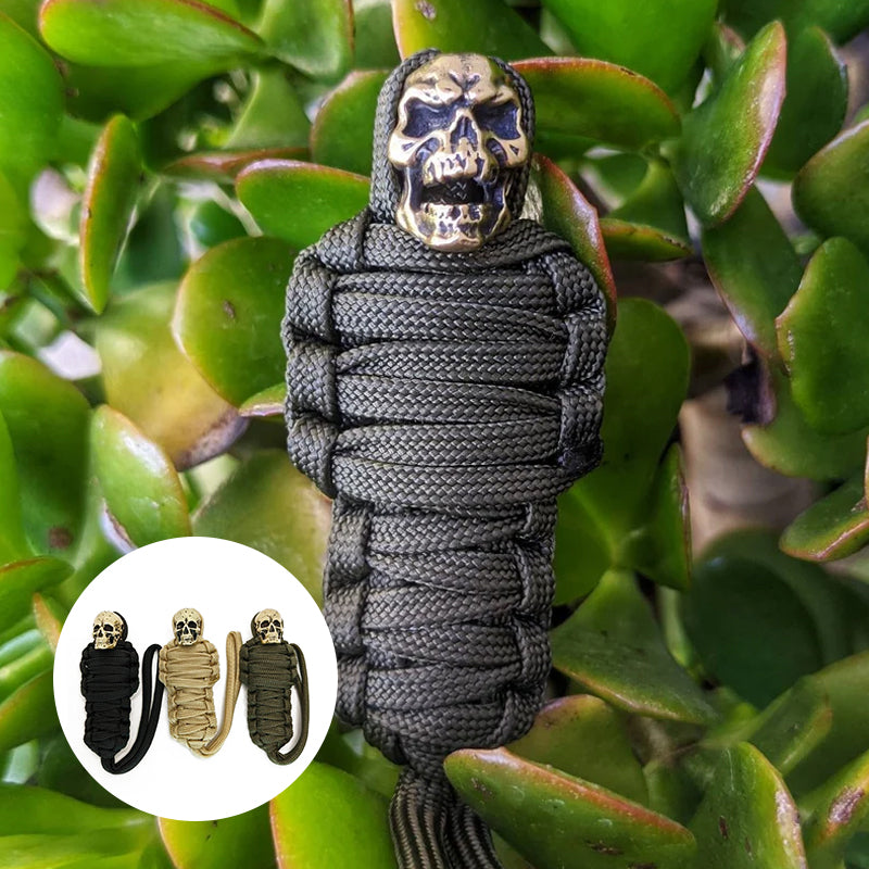 Hjemix | Paracord nøkkelring mumie messing hodeskalle