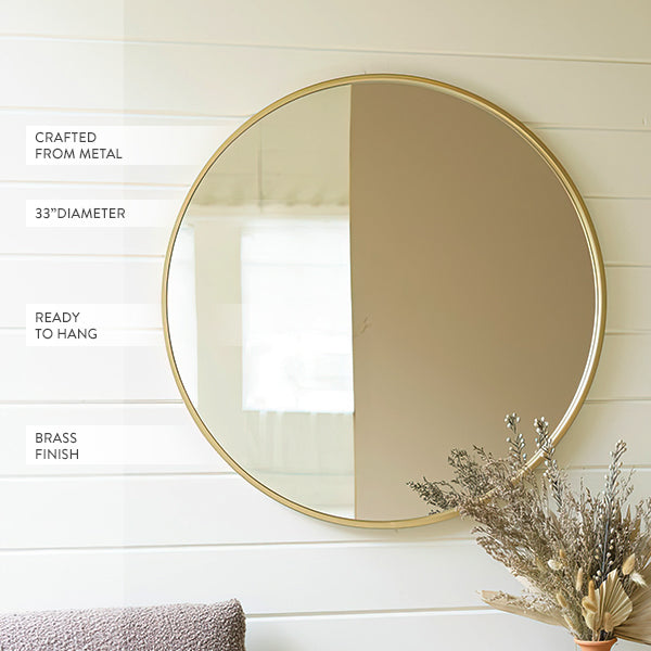 Hjemix | Vintage-stil messingramme rund speil