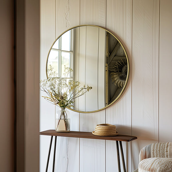 Hjemix | Vintage-stil messingramme rund speil