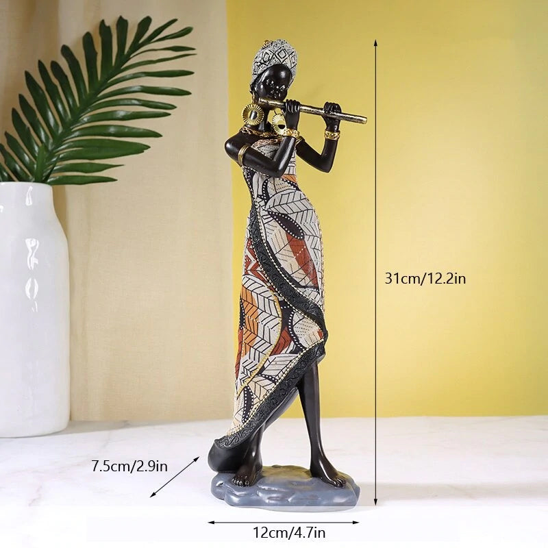 Hjemix | Afrikansk kvinnelig musiker skulptur