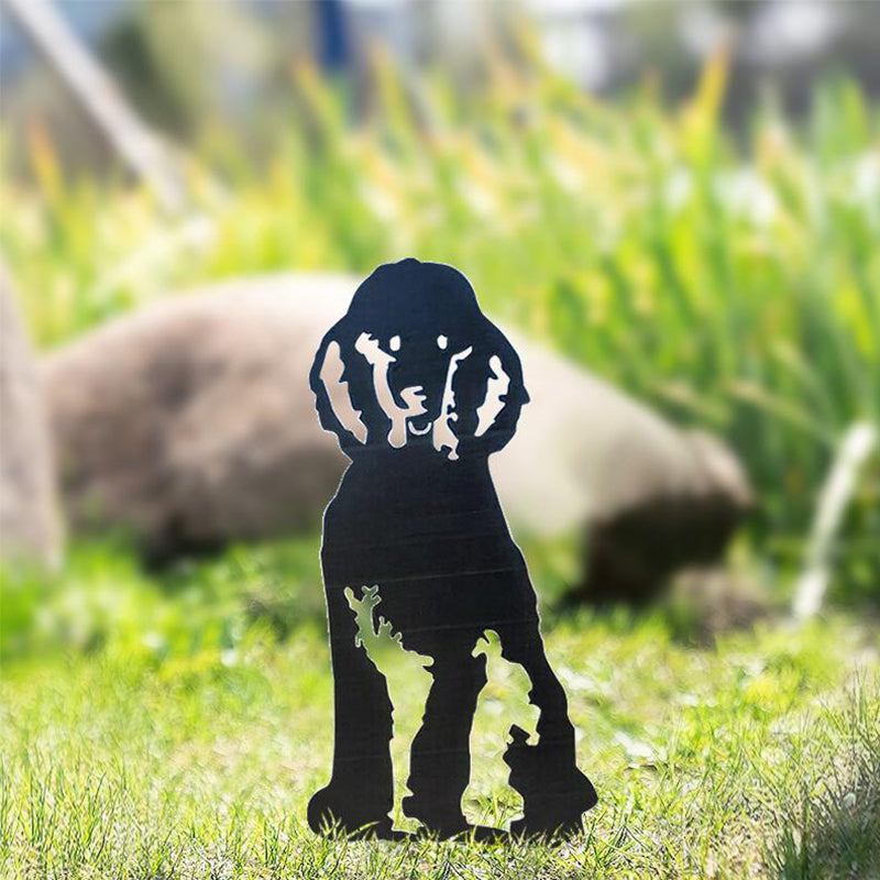 Hjemix | Metall Hund Silhuett Hagedekorasjon