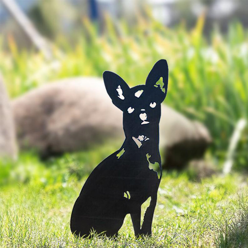 Hjemix | Metall Hund Silhuett Hagedekorasjon