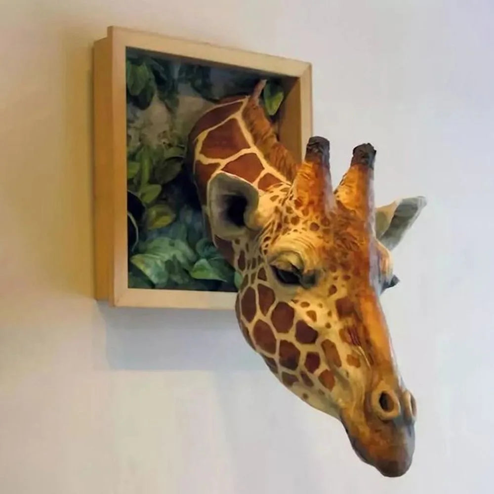 Hjemix | Giraffhode - Veggdekorasjon - 3D Skulptur - Livaktig Dekorasjon