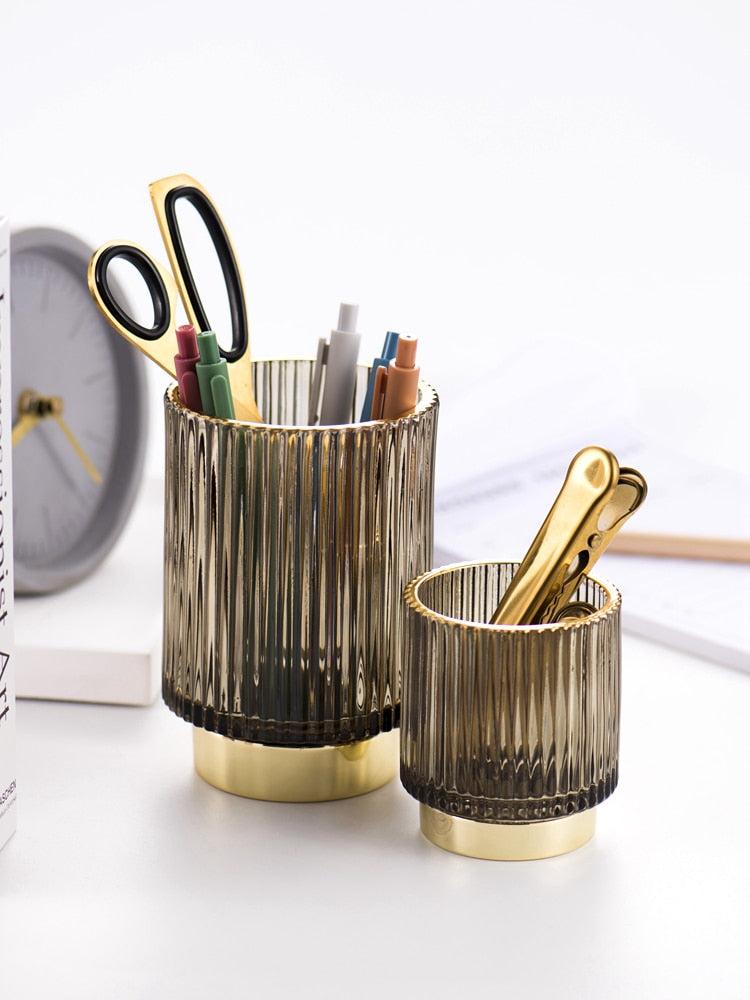 Hjemix | Elise Gullfolie Glass Makeup Halter & Organizer