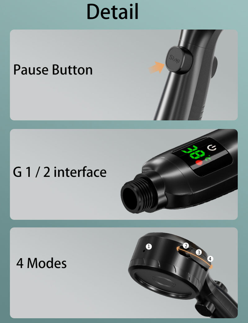 Hjemix | Dusjhode med temperaturdisplay på salg