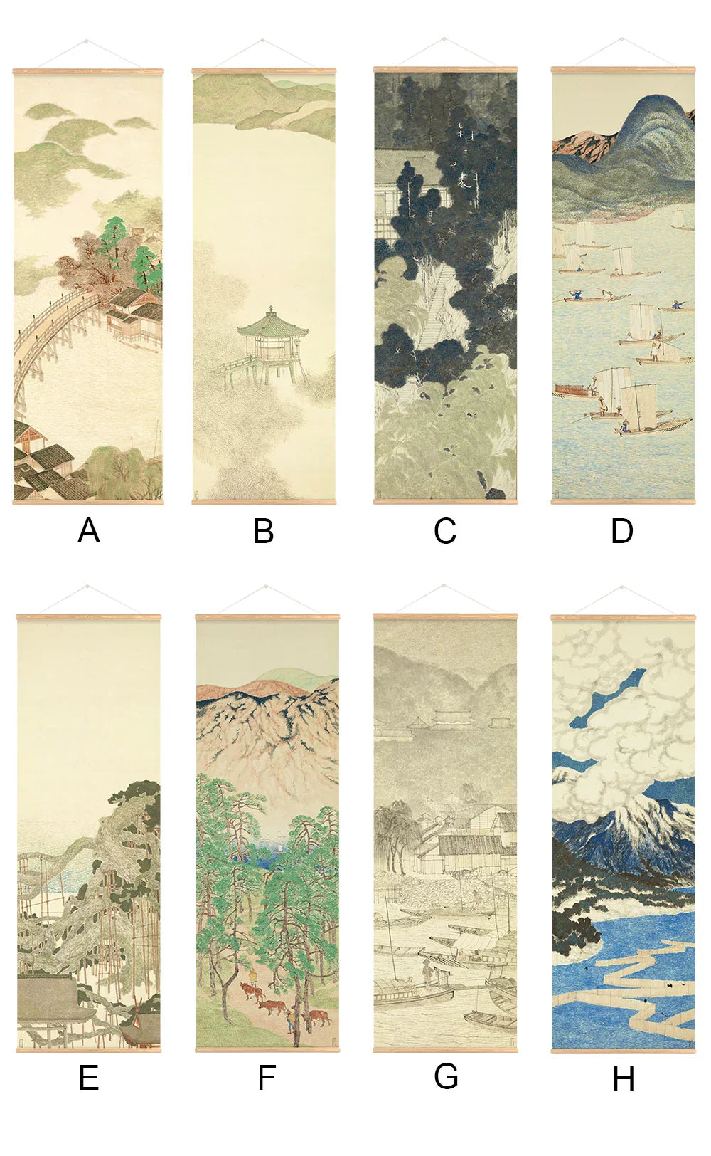 Hjemix | Japansk Ou-Mi Ukiyoe Rulleskrifts Plakat Landskaps Veggkunst Bilder Stue Vintage Maleri Landhus Innredning