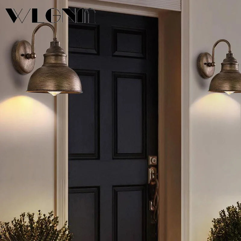 Hjemix | Vanntett Retro Utendørs Hage Veranda Vegglampe: Vintage Jern Vegglampe for Korridor, Trapp, Gårdsplass, Balkong, Villa