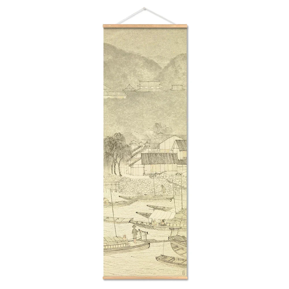 Hjemix | Japansk Ou-Mi Ukiyoe Rulleskrifts Plakat Landskaps Veggkunst Bilder Stue Vintage Maleri Landhus Innredning