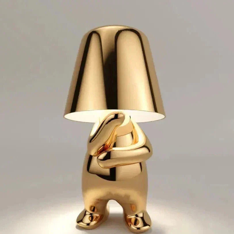 Hjemix | Golden Man LED Tenke Bordlampe – Leken Nattbordlampe for Soverom & Dekor