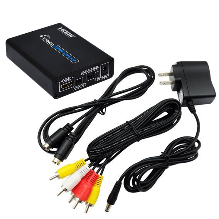 Hjemix | HDMI til Composite / AV S-Video Converter RCA CVBS/L/R Video Converter Adapter, EU Plugg