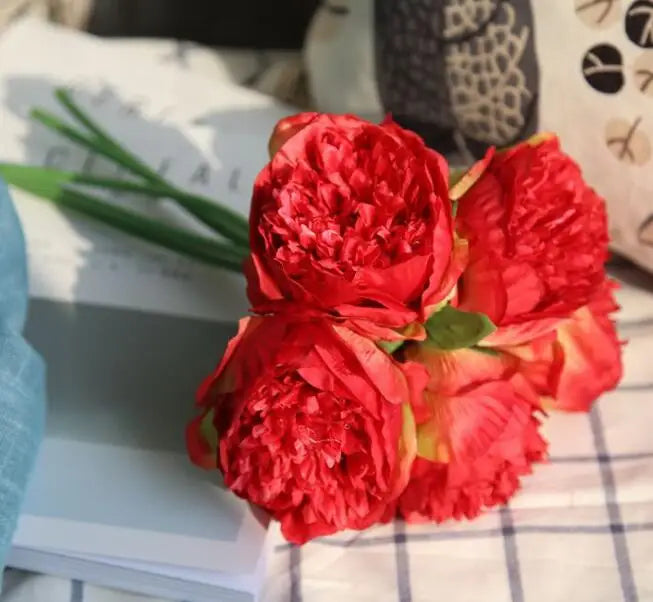 Hjemix | Stor Peony Silke Blomsterbukett Sett