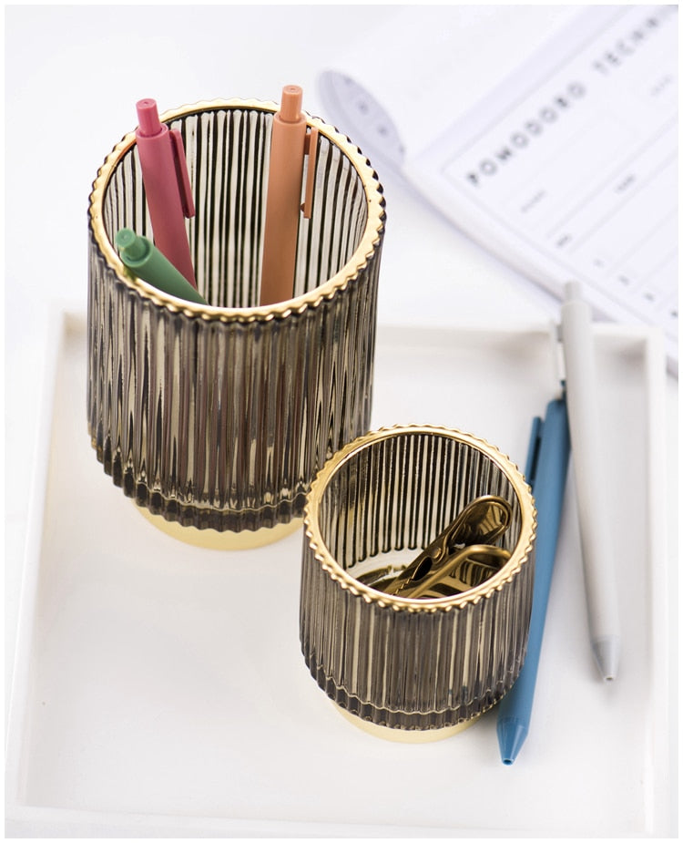 Hjemix | Elise Gullfolie Glass Makeup Halter & Organizer