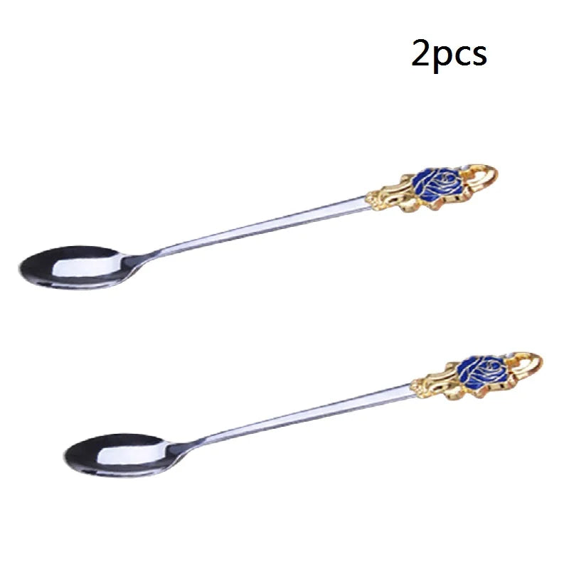 Hjemix | Håndlagde emaljekopper Rose-Glass tekrus med stålskje Luksus unike gaver til bryllup, Valentinsdag, bursdagsgaver