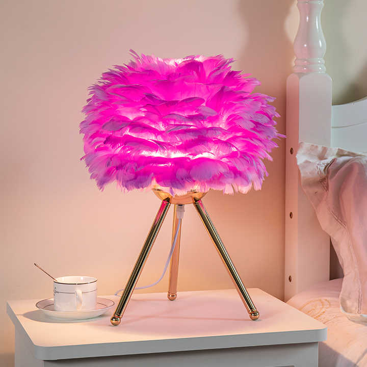 Hjemix | Bordlampe - FeatherLux - Dimbar Lys - Elegant Fjærdesign