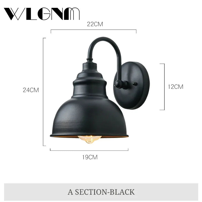 Hjemix | Vanntett Retro Utendørs Hage Veranda Vegglampe: Vintage Jern Vegglampe for Korridor, Trapp, Gårdsplass, Balkong, Villa