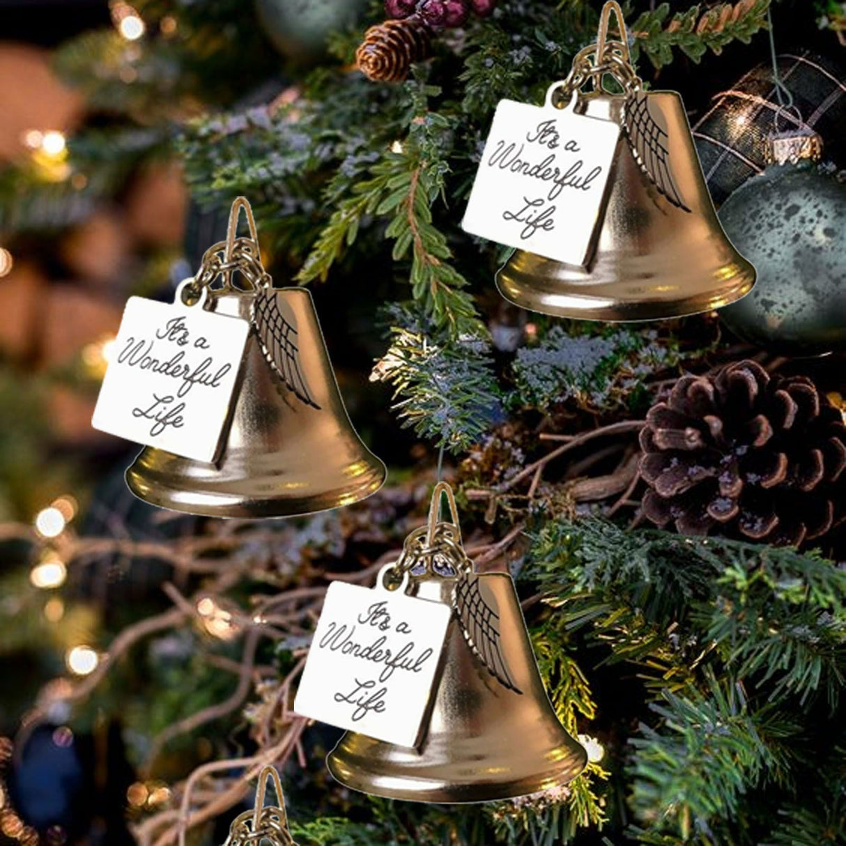 Hjemix | 🎄Juletrær Minneornamenter Englevinger Klokker Hengende Dekorasjon