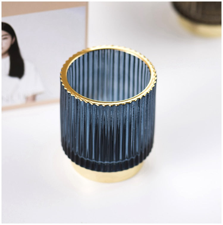 Hjemix | Elise Gullfolie Glass Makeup Halter & Organizer