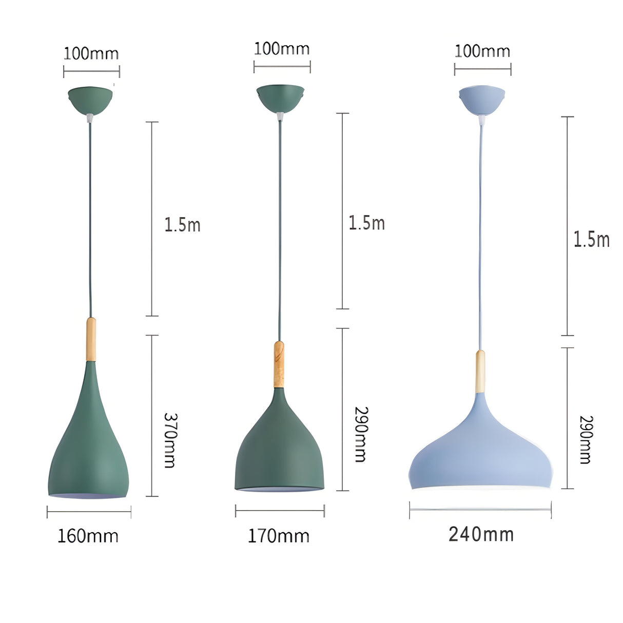 Hjemix | Talon - Moderne dråpeformet tre pendellampe Skandinavisk taklampe