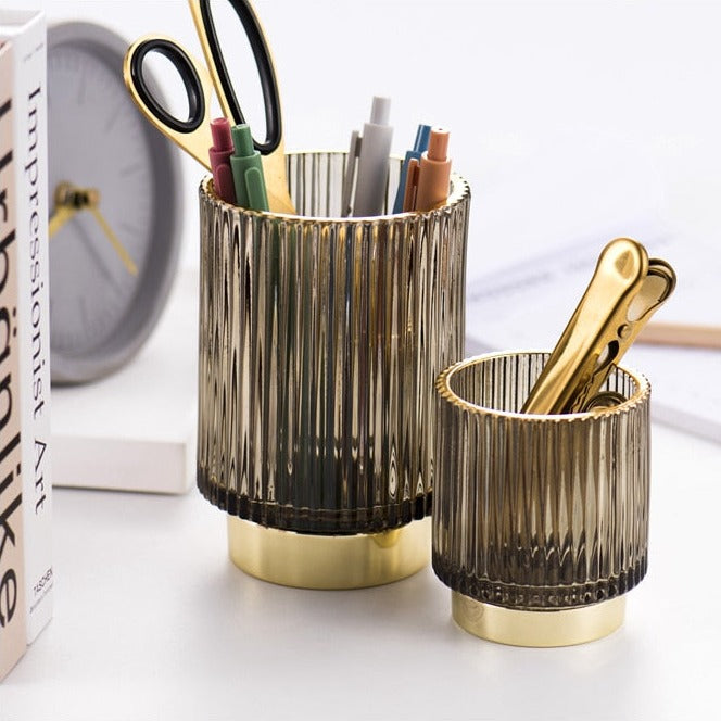 Hjemix | Elise Gullfolie Glass Makeup Halter & Organizer