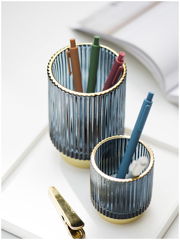 Hjemix | Elise Gullfolie Glass Makeup Halter & Organizer