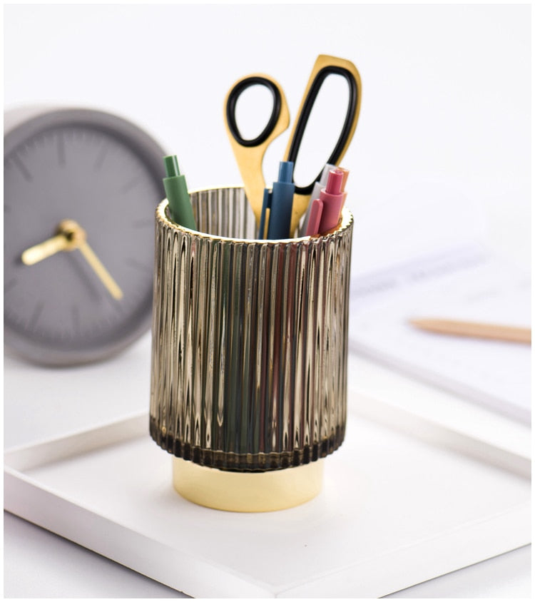 Hjemix | Elise Gullfolie Glass Makeup Halter & Organizer