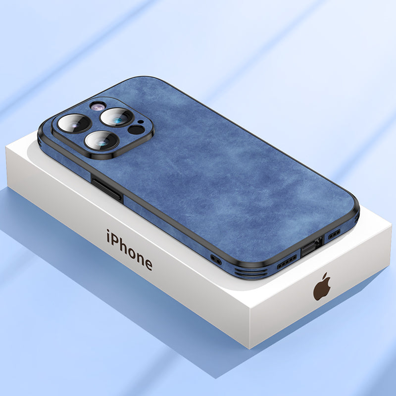 Hjemix | Høykvalitets lær iPhone-deksel med sjokkbeskyttende kamerabeskyttelsesveske | MagSafe-deksel for Apple iPhone 15/14/13 Pro Max Plus | Armor-deksel til telefon