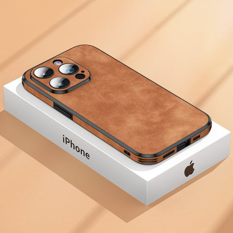 Hjemix | Høykvalitets lær iPhone-deksel med sjokkbeskyttende kamerabeskyttelsesveske | MagSafe-deksel for Apple iPhone 15/14/13 Pro Max Plus | Armor-deksel til telefon