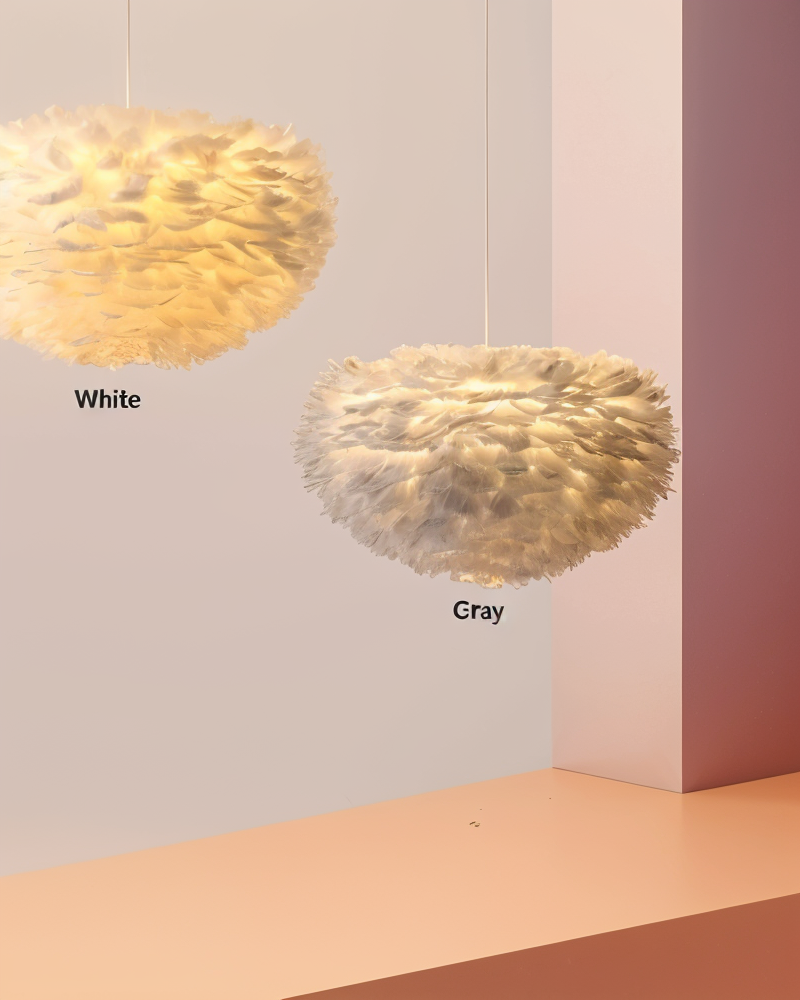 Hjemix | Drøm fanger Fjær Kronelys - Håndlaget, justerbar pendellampe