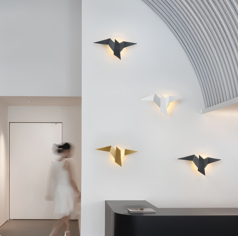 Hjemix | OriTori Vegglampe - Geometrisk Origami Fugl Vegglampe - Japansk Stil Vegglampe Design