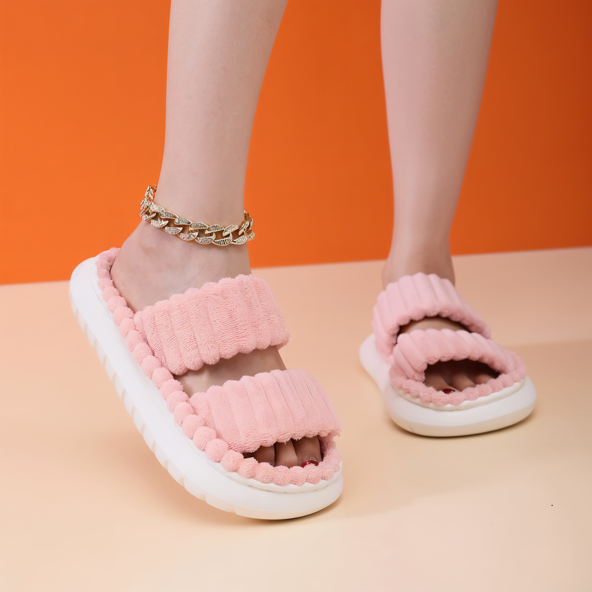 Hjemix | Sofie - Plush Lined Slippers with Cross Band