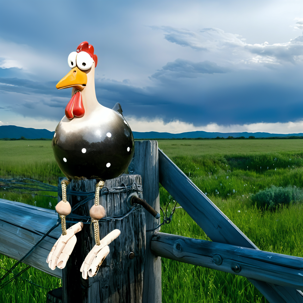 Hjemix | Stor Øyne Kylling Statue - Værbestandig Harpiks Håndverk - Hane Hage Statue