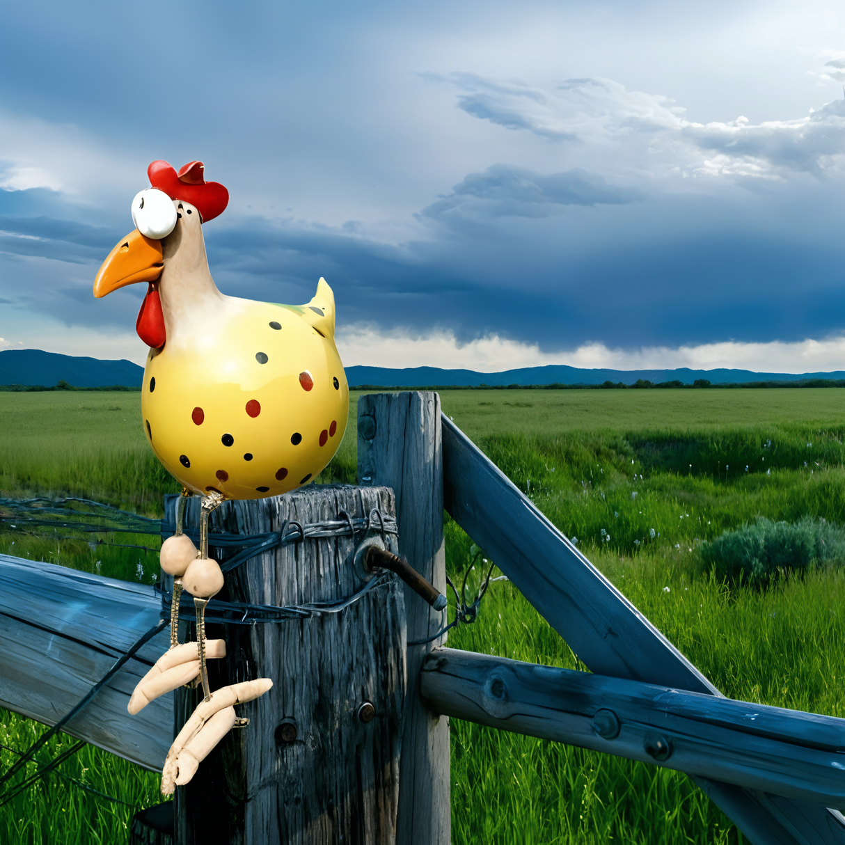 Hjemix | Stor Øyne Kylling Statue - Værbestandig Harpiks Håndverk - Hane Hage Statue